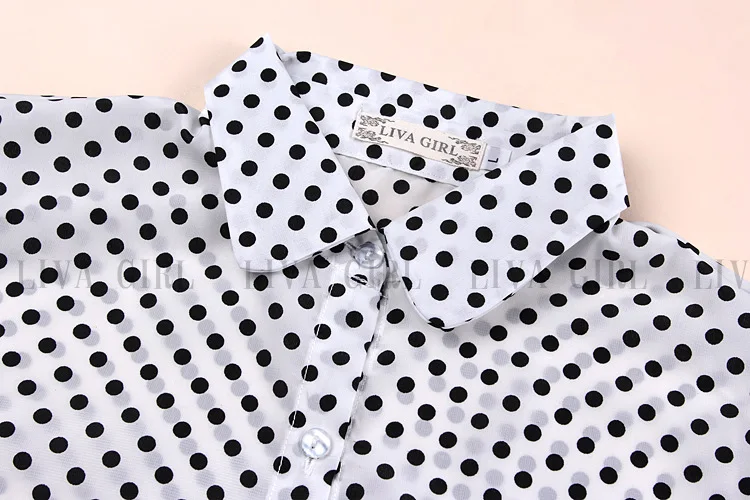 

New Europe and the United States women's wave point of fall and winter bottoming shirt shirt dot loose long sleeved shirt