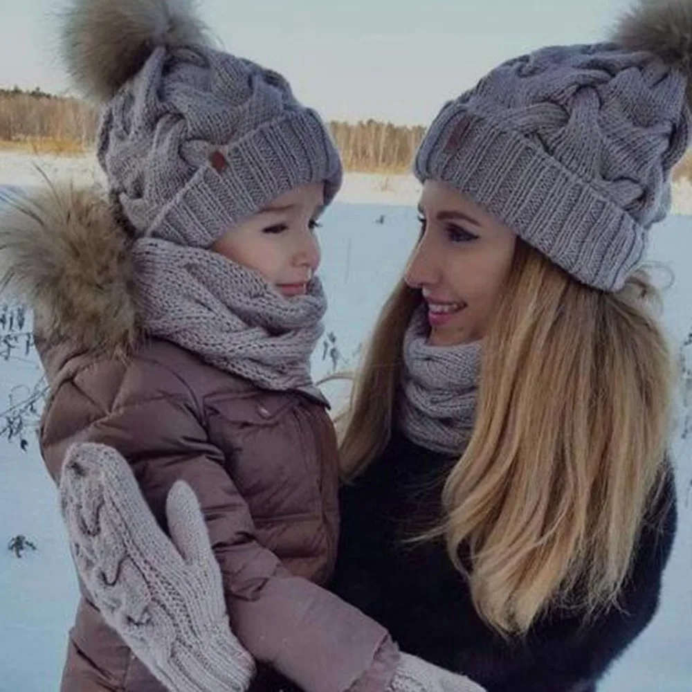 Зимняя женская шапка для девочек детская из норки и лисьего меха с помпонами