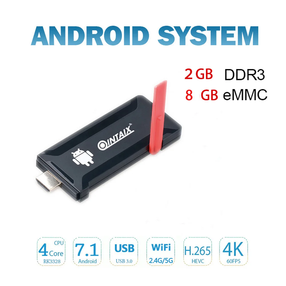 QINTAIX R33 Mini PC Rockchip RK3328 4 ядра Android 7 1 ТВ ключ 2 ГБ Оперативная память 8 Встроенная г Wi Fi