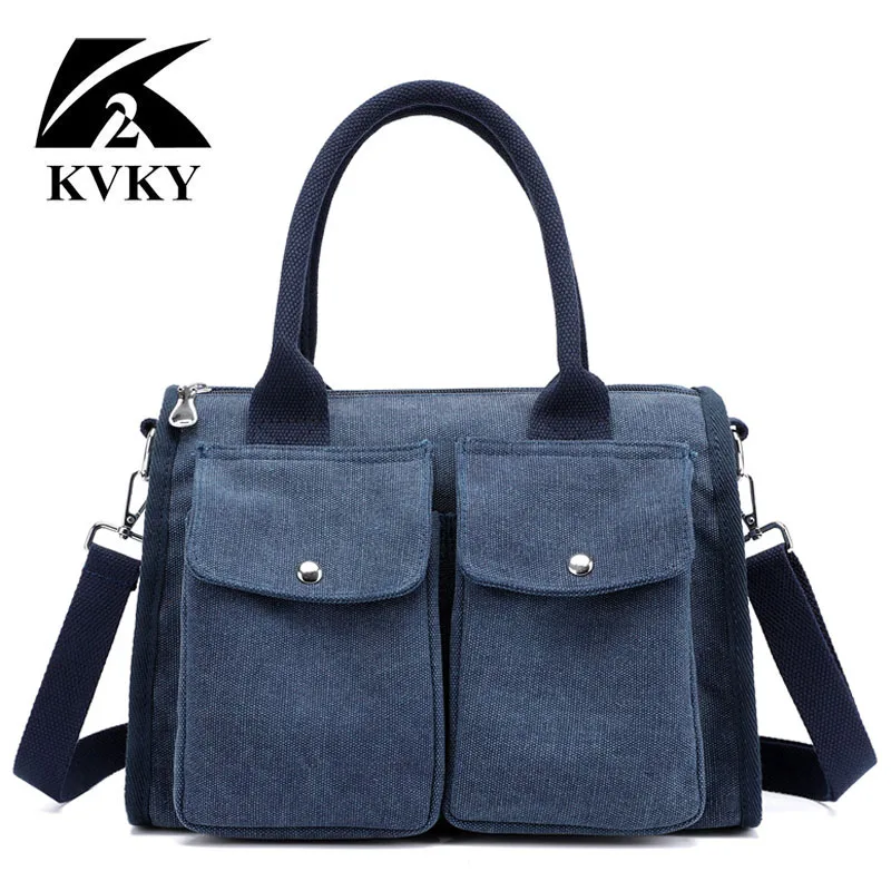 KVKY Брендовая женская сумка-мессенджер винтажная Высококачественная Холщовая