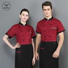 Рубашка с короткими рукавами для шеф-повара, воздухопроницаемая рабочая одежда для шеф-повара, для ресторана, отеля, кухни