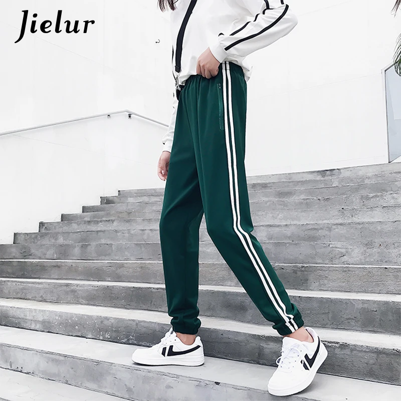 Jielur 2019 Kpop осенние спортивные штаны женские брюки на молнии с карманами женский