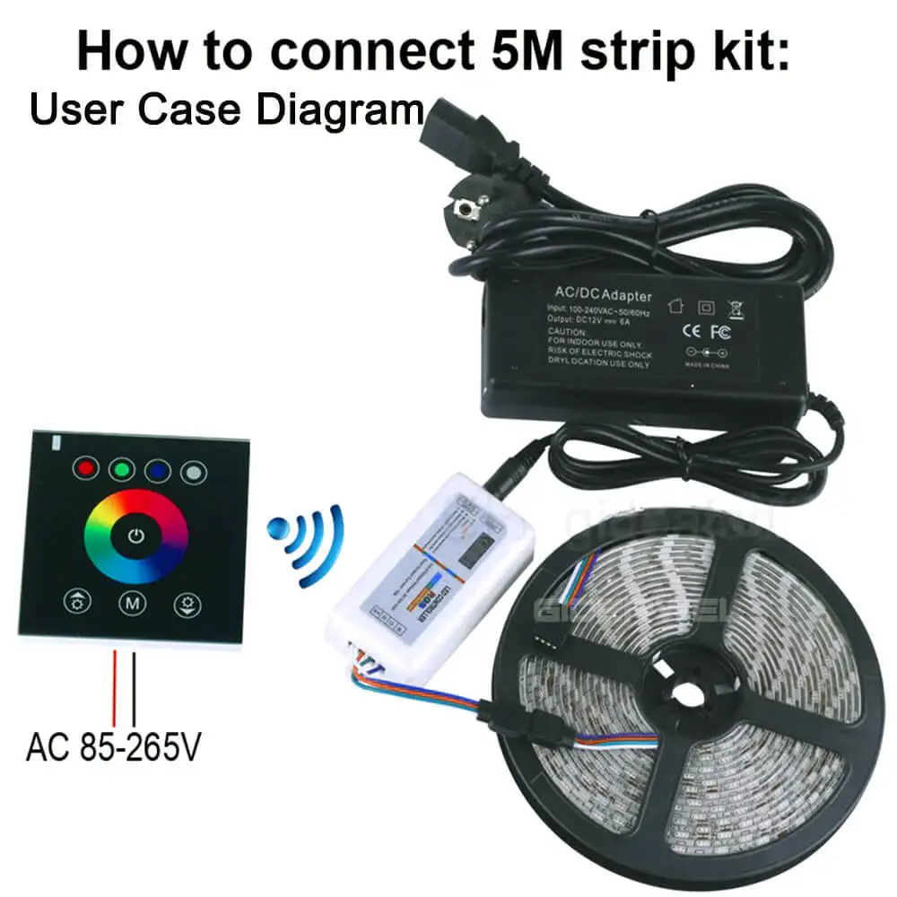 DIY 2,4 г беспроводной настенный сенсорный панель smart led RGB контроллер вход AC90-260V для RGB Светодиодные полосы 2-pack
