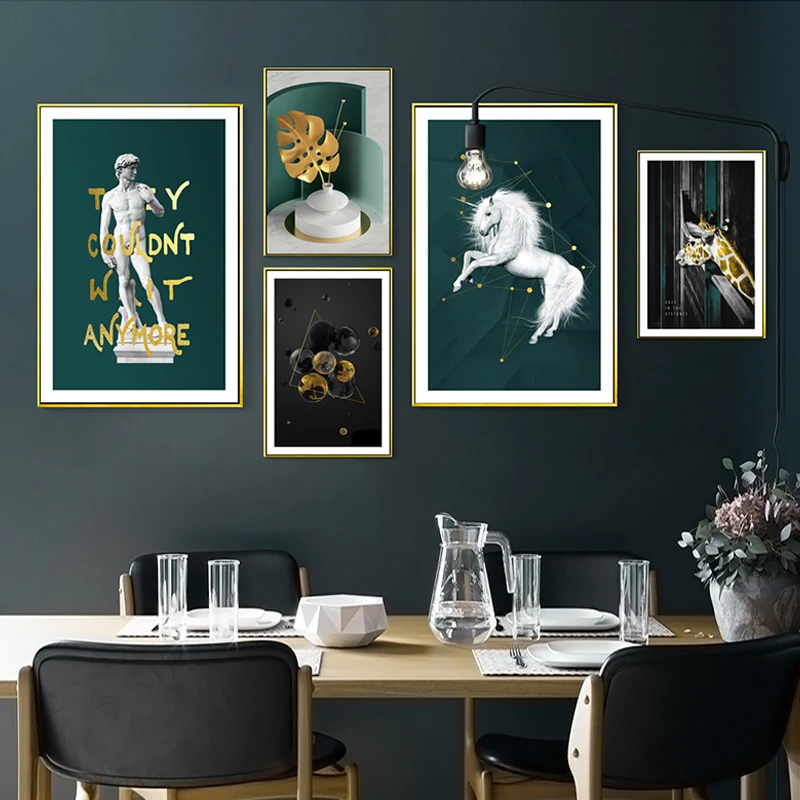 Абстрактная лошадь Жираф настенное Искусство Холст Плакаты картина принты