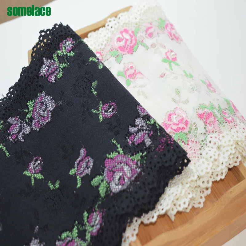 Somelace17CM (2yds/Лот) черно белое газовое платье с цветочным принтом прямые эластичные