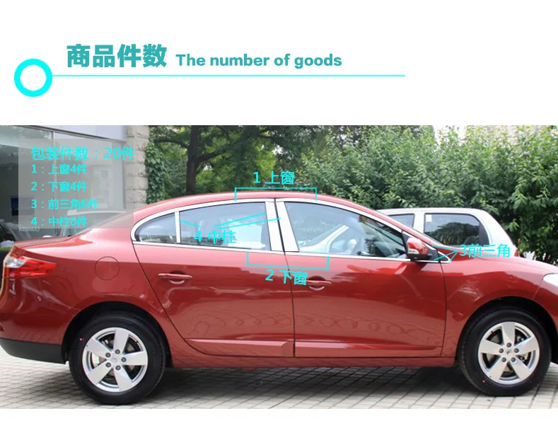 Лента для отделки окон автомобиля из нержавеющей стали Renault Fluence 2011 2012 2013 2014 2015 4dr
