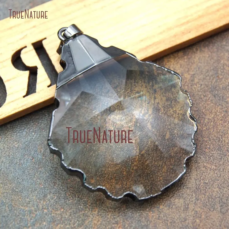 10 шт. Лидер продаж стеклянный кристалл кулон волнистый край пистолет черный