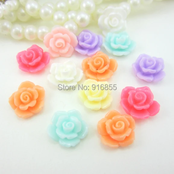 Смешанные цвета 20 шт./лот 12 мм очень милый и цветок из смолы с плоской задней