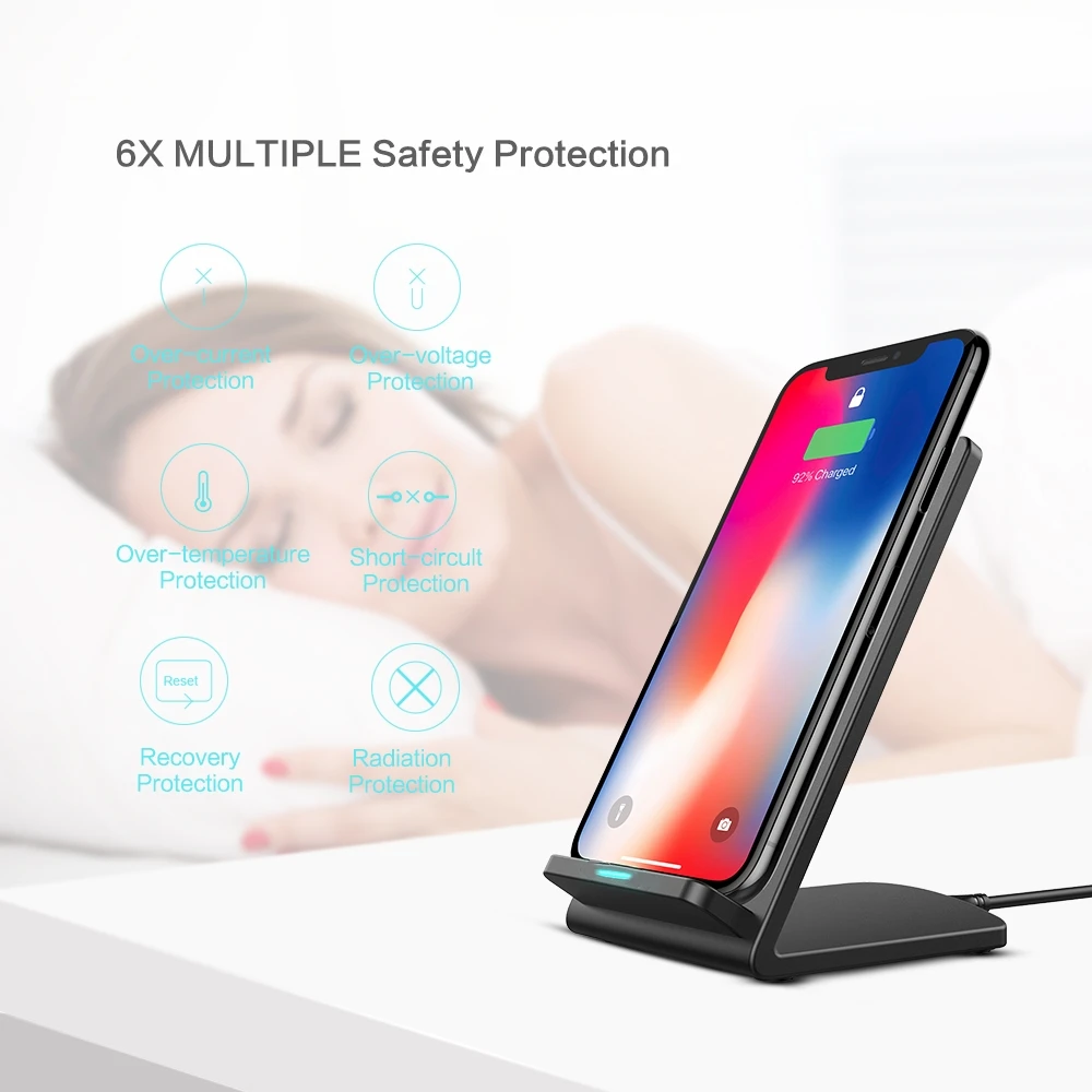Qi Беспроводное зарядное устройство подставка держатель для iPhone X 8 Plus Samsung Note8 S9 S8