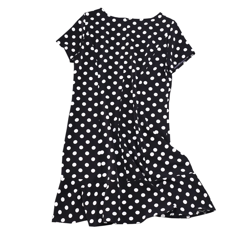 Female Summer Dress Sexy O Neck Polka Dot Dress Fashion Short Sleeve Beach Kknee length Sundress Ruffles Party Dress Verano