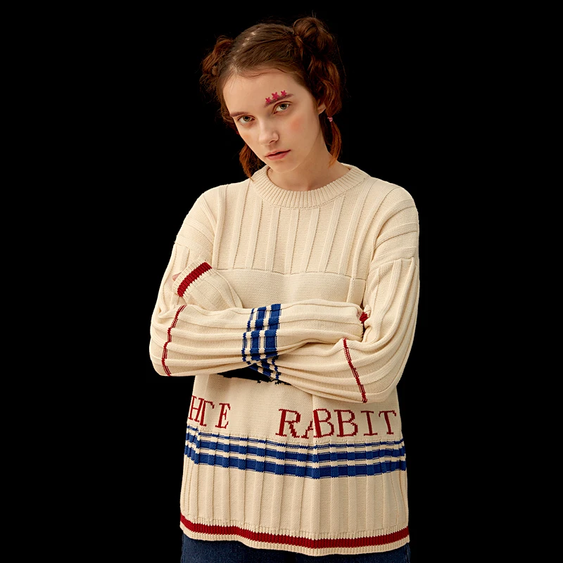 

Женский трикотажный свитер, Повседневный хлопковый пуловер с оригинальным дизайном, Осень-зима 2017