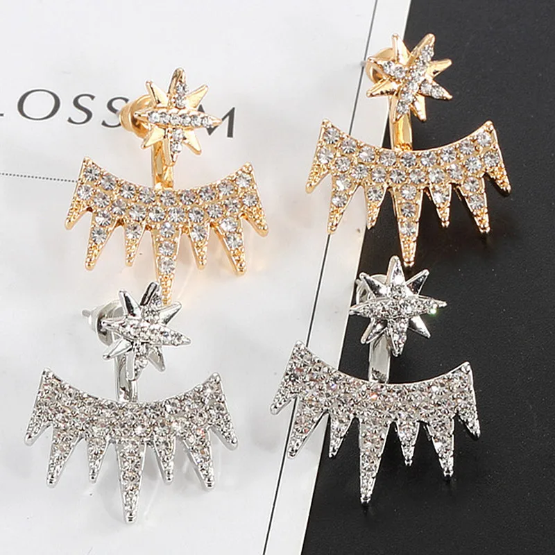 Новые модные роскошные геометрические серьги в виде двойной звезды и снежинки