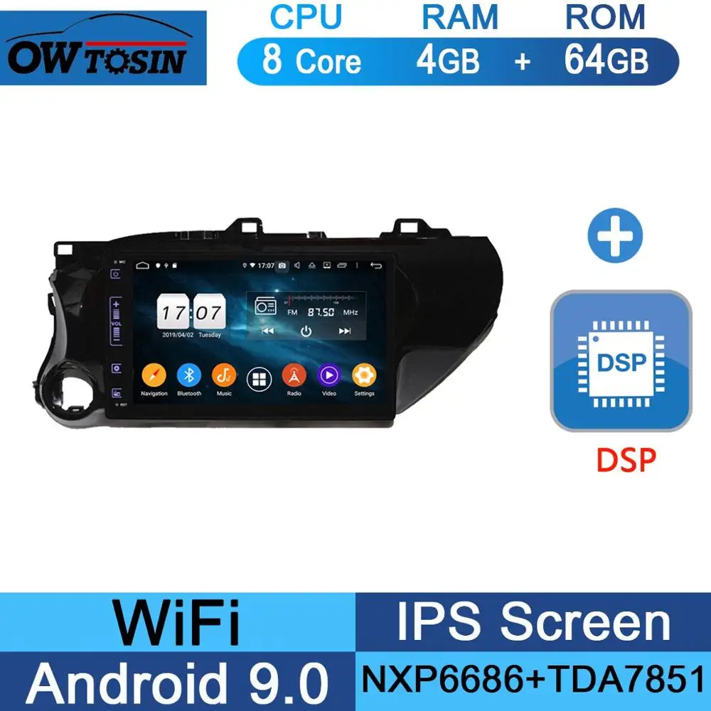 64G DSP 10," ips 8 ядерный 4G+ 64G Android 9,0 автомобильный DVD мультимедиаплеер gps радио для Toyota Hilux DSP CarPlay Parrot BT - Цвет: 64G DSP