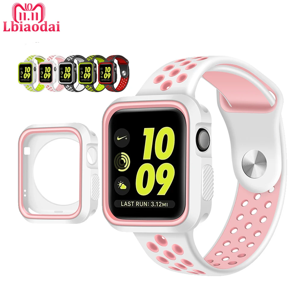 Спорт Силиконовый ремешок для Apple Watch группа 42 мм 38 iwatch серии 3/2/1 резиновый браслет