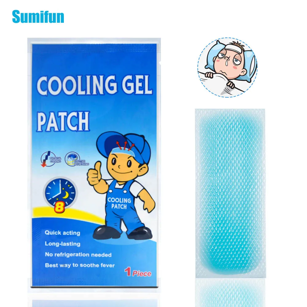 Sumifun охлаждающие Пластыри для взрослых и детей, медицинский пластырь от мигрени, накладка на глаза от головной боли, наклейка с низкой температурой C1619