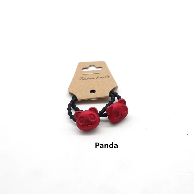 panda 2 шт., милый красный мультяшный галстук для волос, Детские эластичные резинки для волос, веревки для волос, головной убор для девочек, собака, кролик, медведь, Детские аксессуары для волос - Цвет: panda