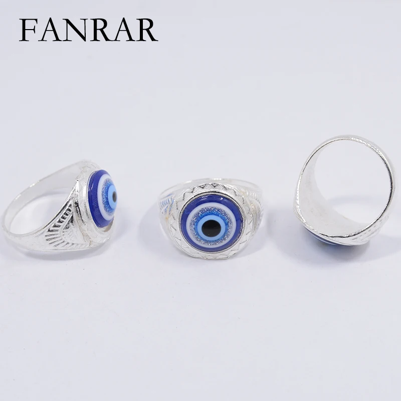 FANRAR, новая мода, 6 шт., сплав, серебряный цвет, проложили голубой глаз, кольцо, турецкое Ювелирное кольцо для женщин, праздничный подарок R018