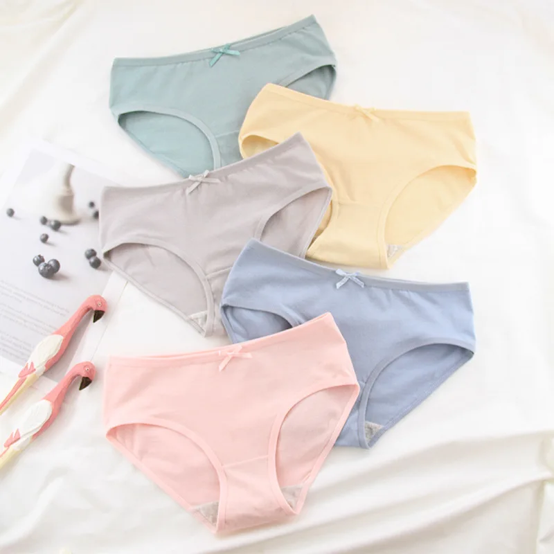 

girls underwear 6pc/bag new cotton lovely middle waist briefs young girl panties solid Teenagers Intimates M-XXL