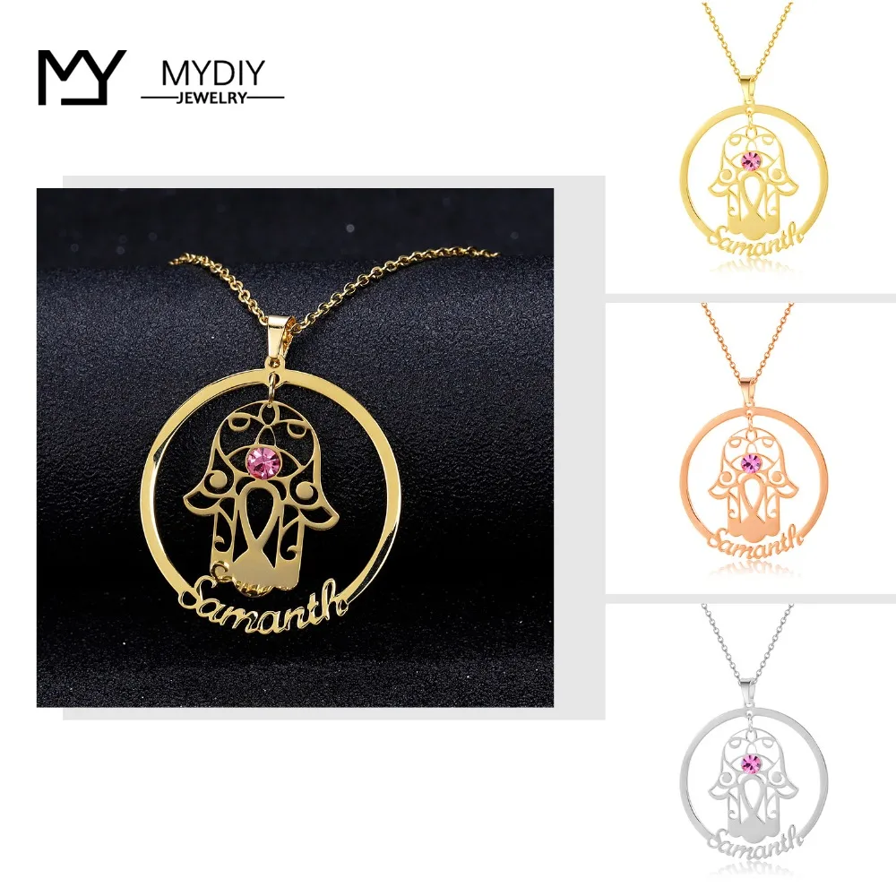 Серебро 925 пробы персонализированные ожерелья с подвеской рукой Фатимы женские