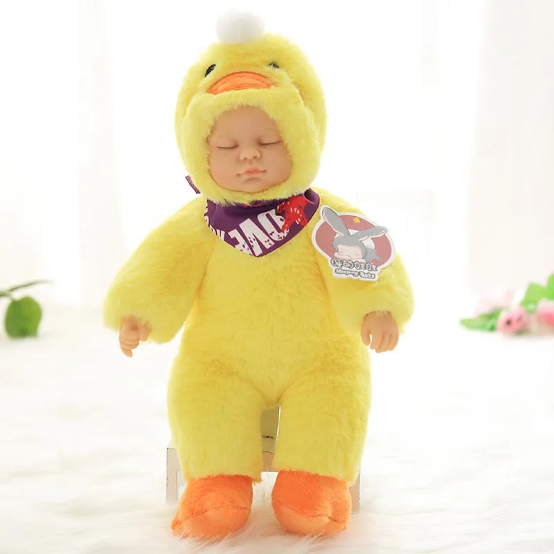 duck Милый реборн имитация сна кукла младенца реалистичный кролик ребенок Спящая Плюшевая Кукла Детская игрушка подарок на день рождения для девочки - Цвет: duck