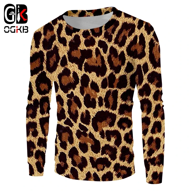 OGKB весенняя и осенняя Новинка повседневная одежда леопардовой расцветки рубашка