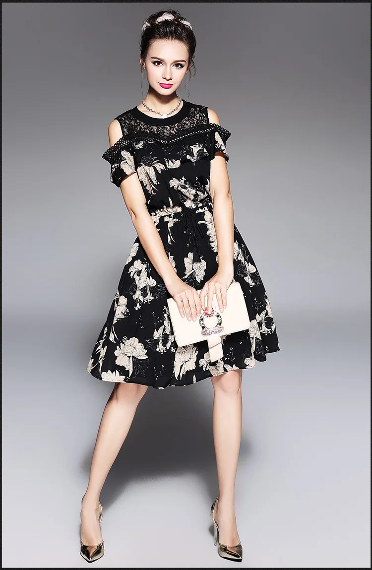 Женское платье с цветочным принтом размера плюс new2017 летнее Элегантное