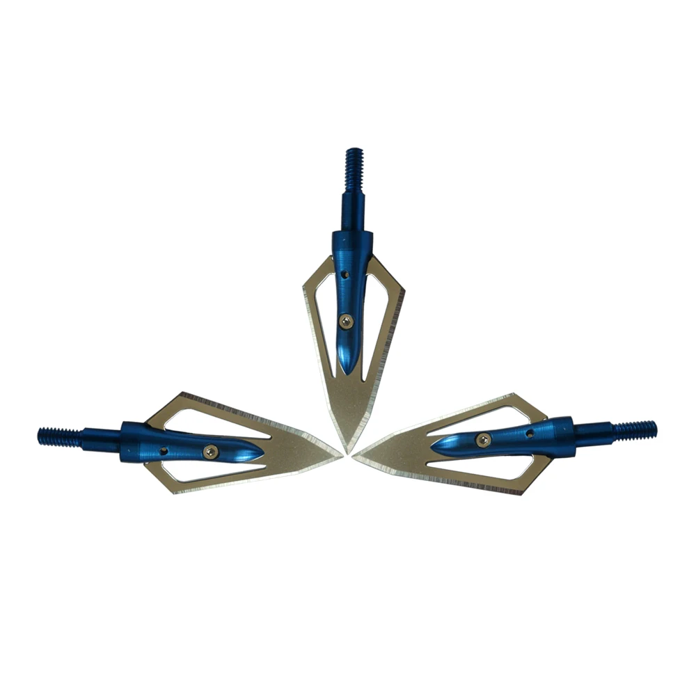 3 шт. голубые наконечники из нержавеющей стали 2 лезвия стрел 100 зерна для охоты на