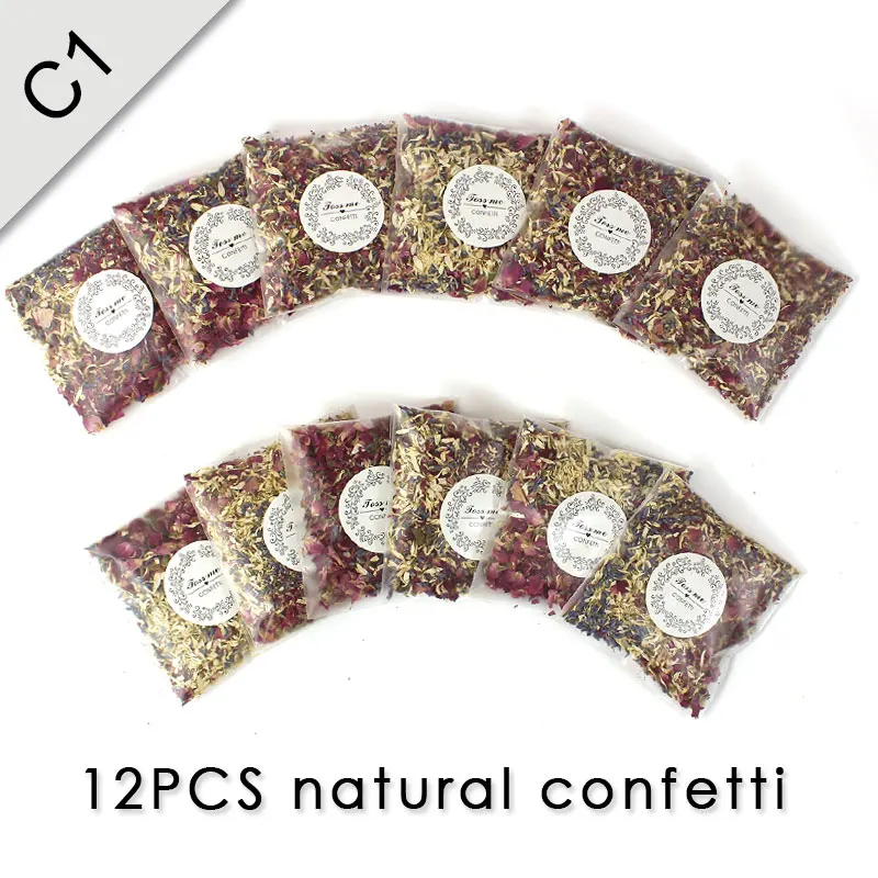 natural confetti-12P Натуральные свадебные конфетти ELOMAN сушеные лепестки цветов популярные свадебные и вечерние украшения биоразлагаемые конфетти с лепестками роз - Цвет: natural confetti-12P