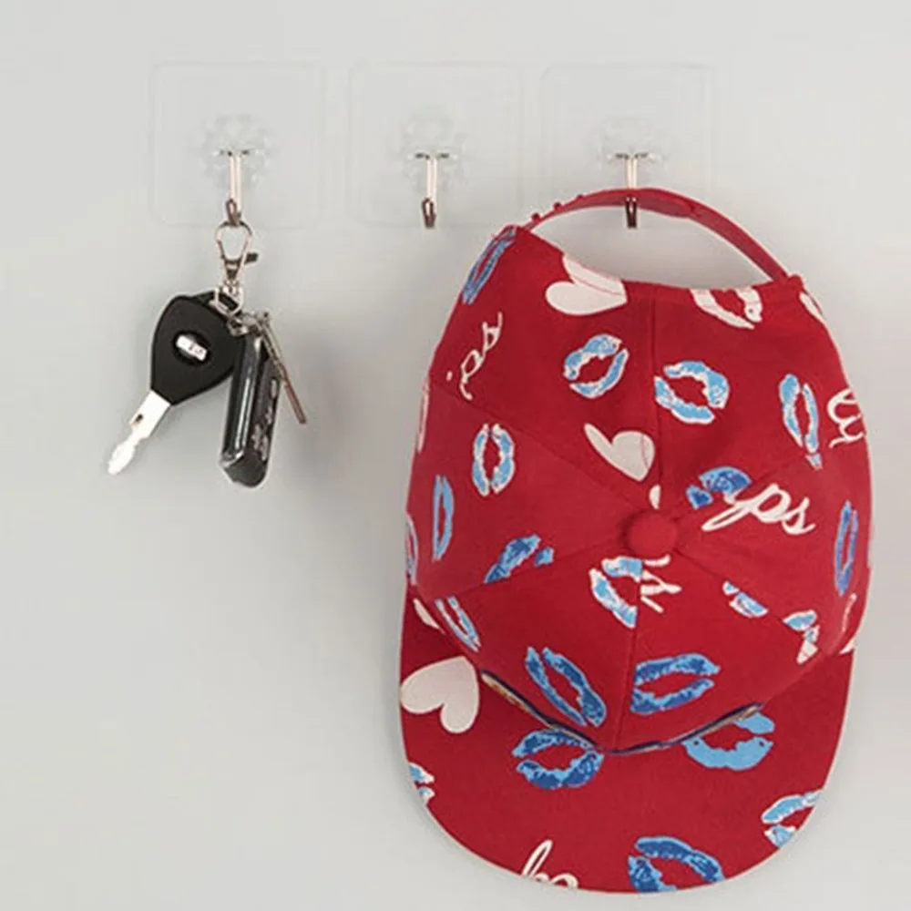 

Seamless Adhesive Waterproof Transparent Hook Load Bearing 10kg Wall Hook Kitchen Bathroom Wall Hanger Organizer Dropshipping