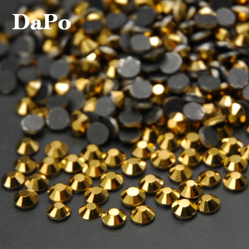 Горячая фиксация Стразы высокое качество Блестящий Кристалл Золотой Гематит