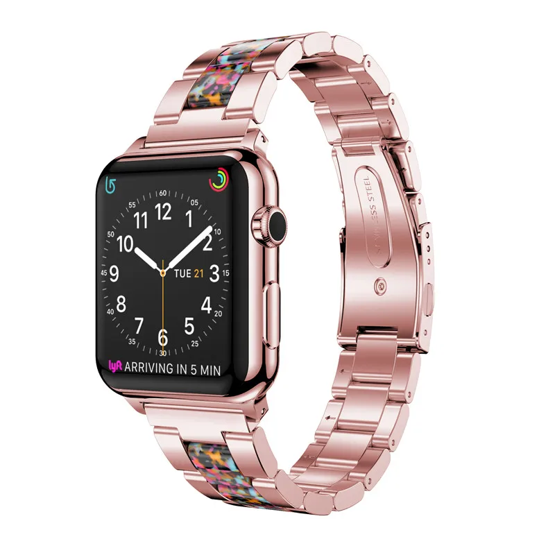 Модные мужские Correas для Apple Watch Band 1 2 3 4 цветной драгоценный камень из нержавеющей