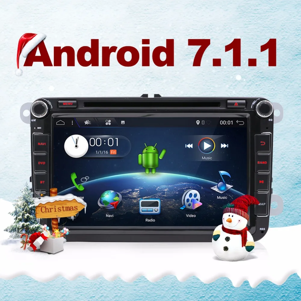 Четырехъядерный Android 7 1 двойной din автомобильный dvd плеер ПК для Volkswagen GOLF V PASSAT TSI gps