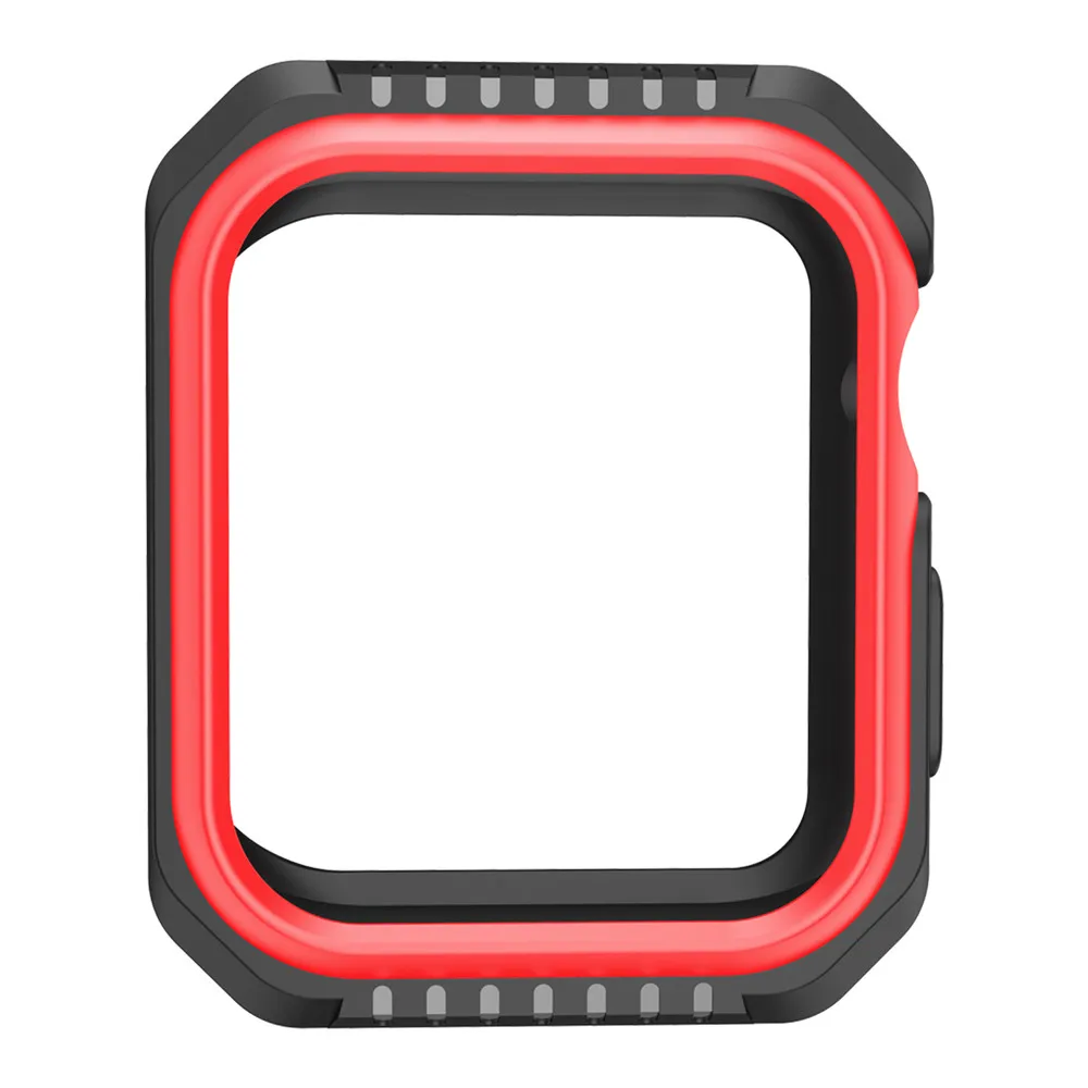 Двухцветный бампер для Apple Watch 5, чехол, серия 5, 4, аксессуары для часов, ПК, ТПУ, защитный чехол, 40 мм, 44 мм, модный противоударный чехол - Band Color: Black red