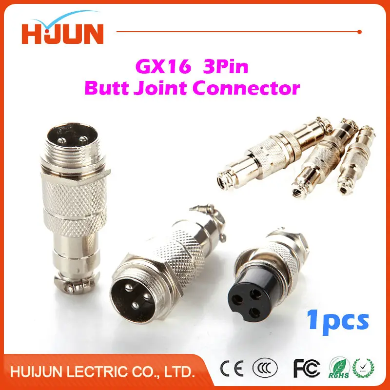 

1pcs GX16 3Pin 16mm High Quality Male & Female Butt Joint Connector Aviation Plug Wire Panel Connector Circular Socket+Plug