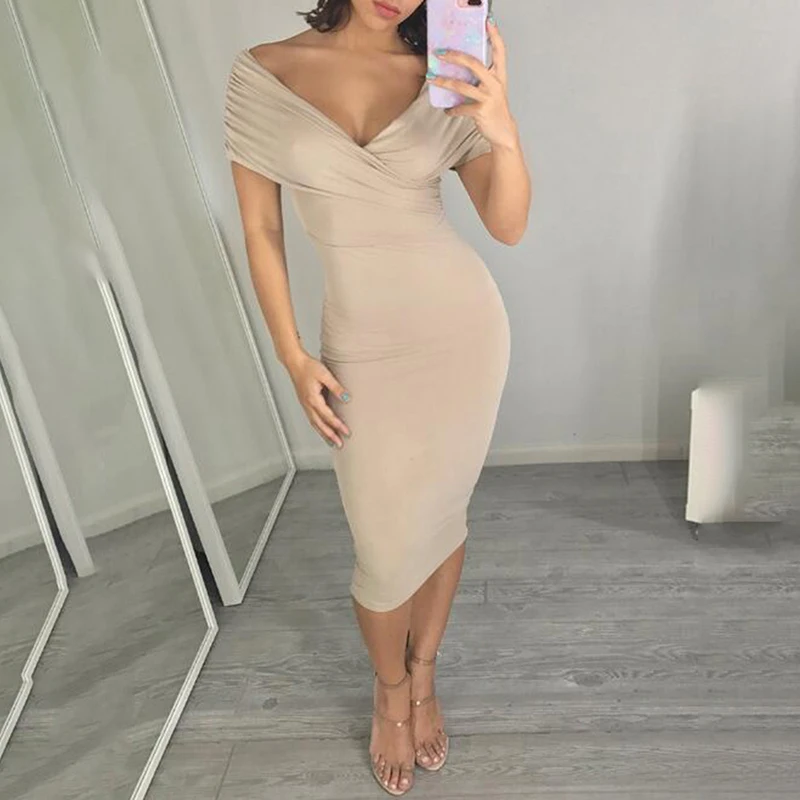 Bigsweety женское платье модное одноцветное короткий рукав бодикон длина до колена