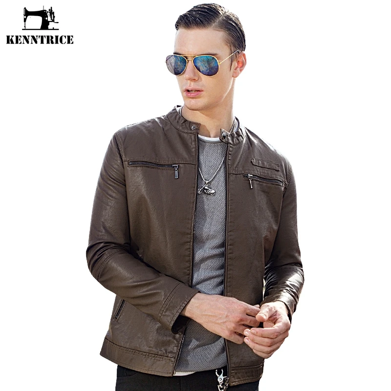KENNTRICE мужские кожаные куртки осень зима PU кожа пальто распродажа искусственная