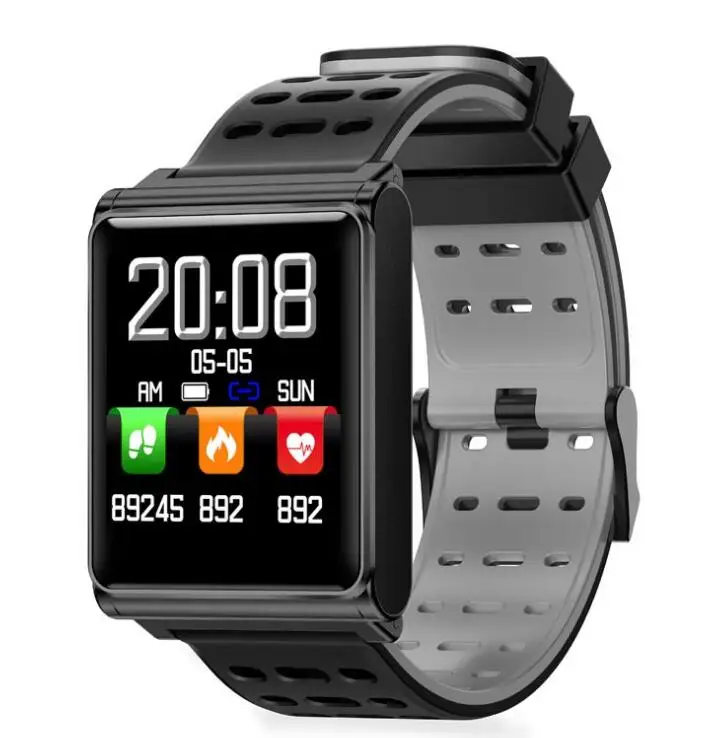 Black Gray Новое обновление N98 Смарт-часы сердечного ритма Водонепроницаемый Смарт Браслет Шагомер крови Давление Смарт Умные наручные часы - Цвет: Black Gray