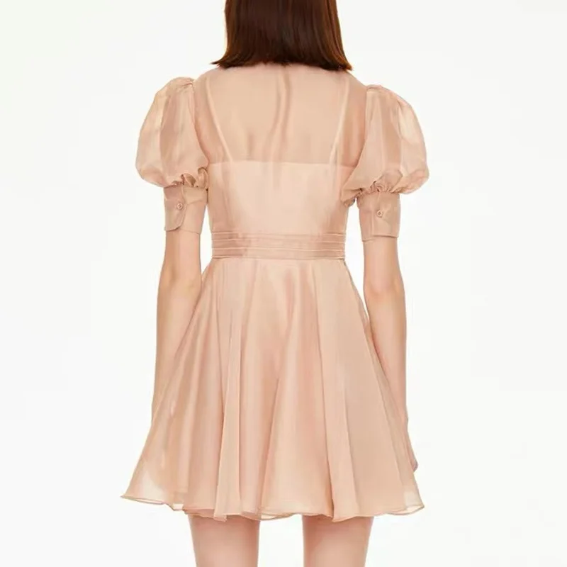 Женское шифоновое платье-туника элегантное милое платье-рубашка из