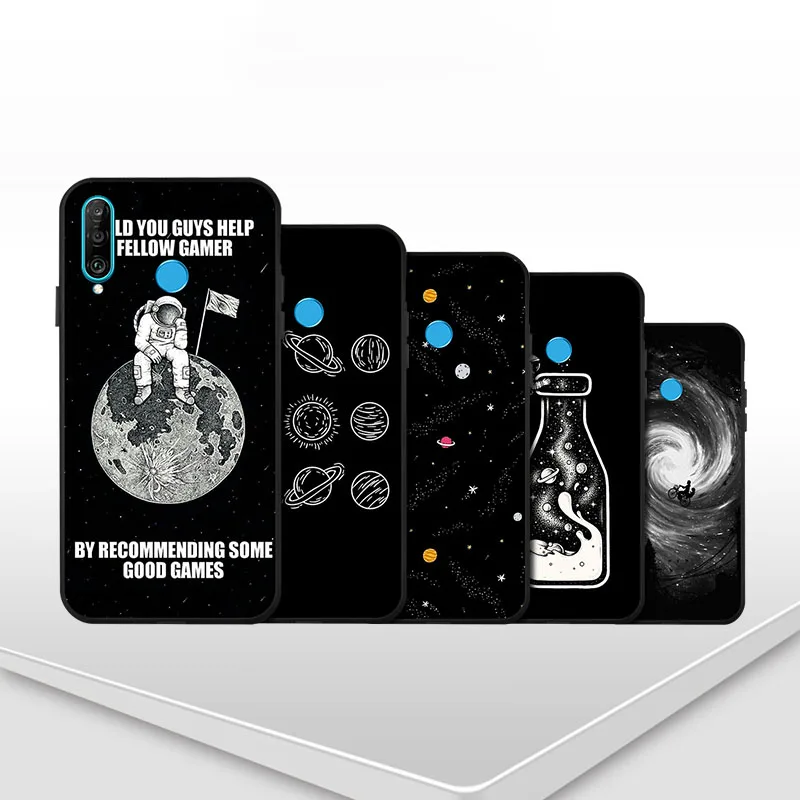 3D DIY Окрашенный черный чехол для huawei P30 Pro P8 Lite Nova 3i 3 4 чехол s Space Moon чехол для телефона huawei mate 10 20X Lite