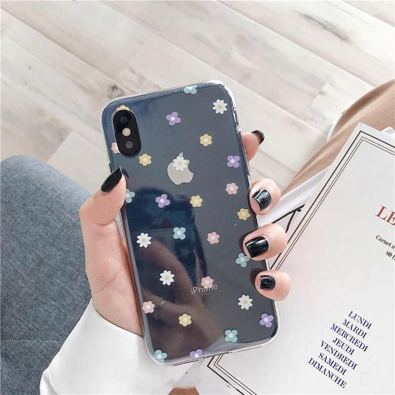 Lovebay, прозрачные чехлы для телефонов с ромашками для iphone X, XS, Max, XR, 6, 6 S, 7, 8 Plus, чехлы с цветочным принтом, с сердечками, силиконовые чехлы на заднюю панель