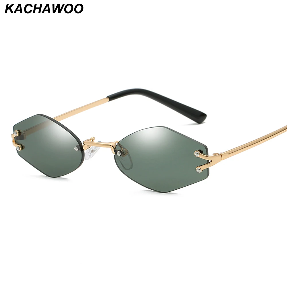 Солнцезащитные очки Kachawoo для мужчин и женщин крошечные без оправы шестигранные