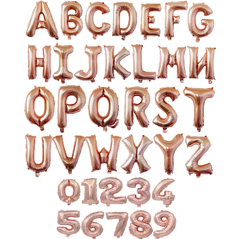rose gold 1 шт 16 дюймов с днем рождения воздушный шар из фольги с изображением букв и цифр шарики для день рождения Свадебная вечеринка украшения для детских игрушек детского дня рождения воздушные шары - Цвет: rose gold
