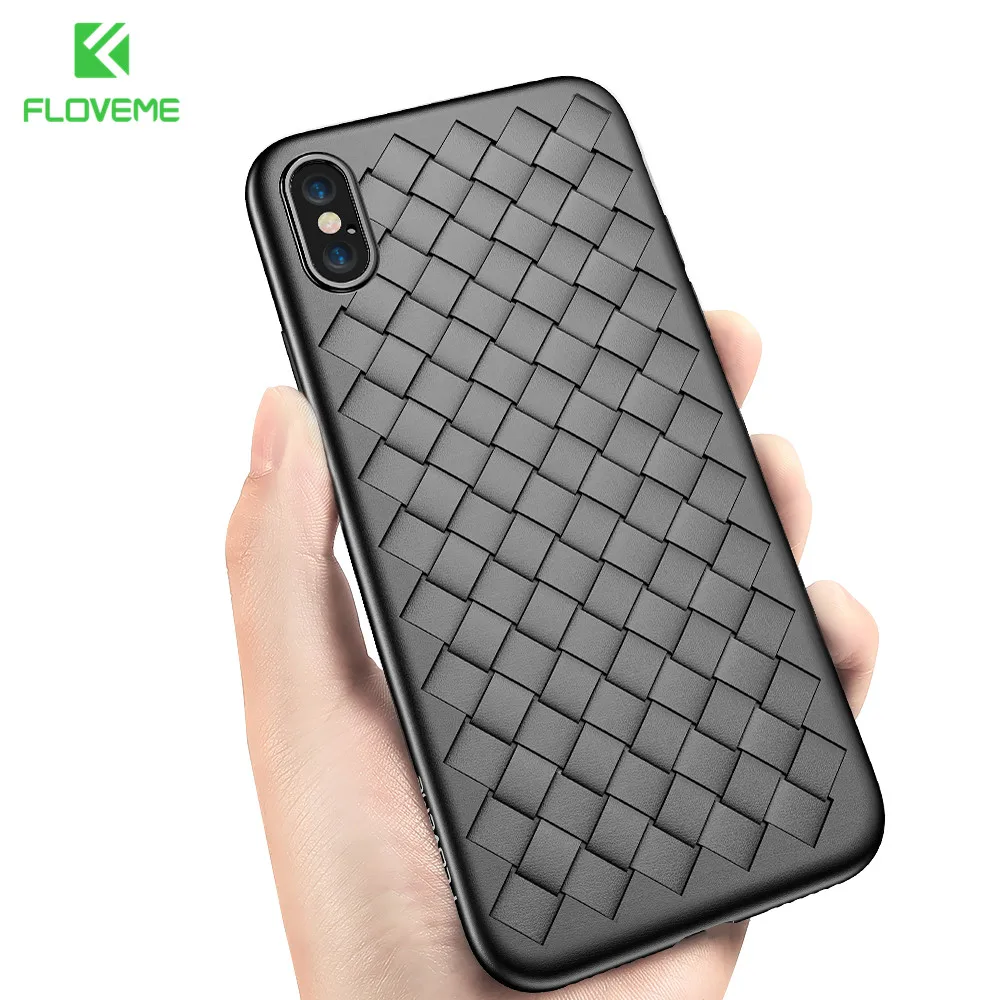 Floveme супер мягкий чехол для телефона iPhone X 8 10 десять Роскошные сетка Ткачество