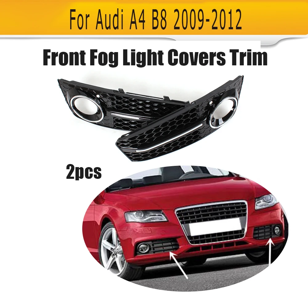 Авто передняя противотуманная фара Накладка для Audi A4 B8 стандарт только 2009-2012 ABS 2