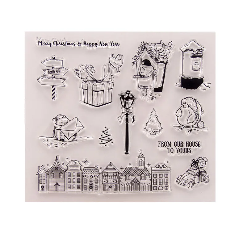 Happy New Year Birds Transparent Clear Silicone Stamp for Seal DIY Scrapbooking Photo Album Decorative Sheets | Дом и сад