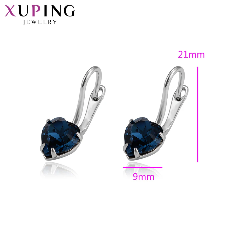 Женские серьги в форме сердца Xuping простые с кристаллами Swarovski ювелирное изделие