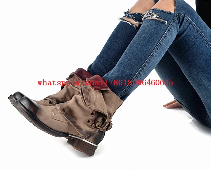Choudory/Женские зимние кожаные сапоги в западном стиле Sapatos Femininos цвет черный винный
