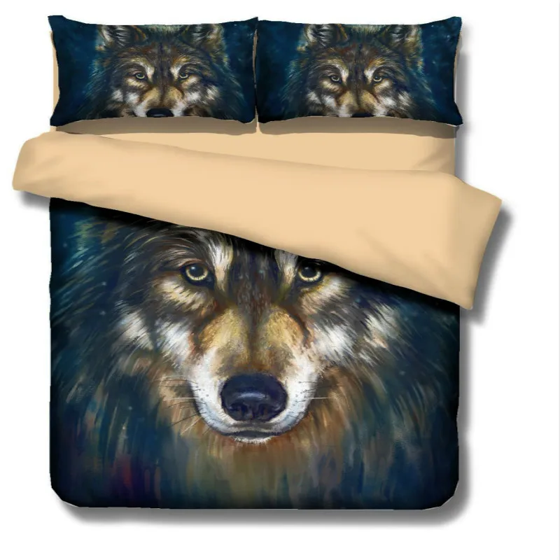 Роскошные 3d пододеяльник наборы джентльмен волк расположение печати