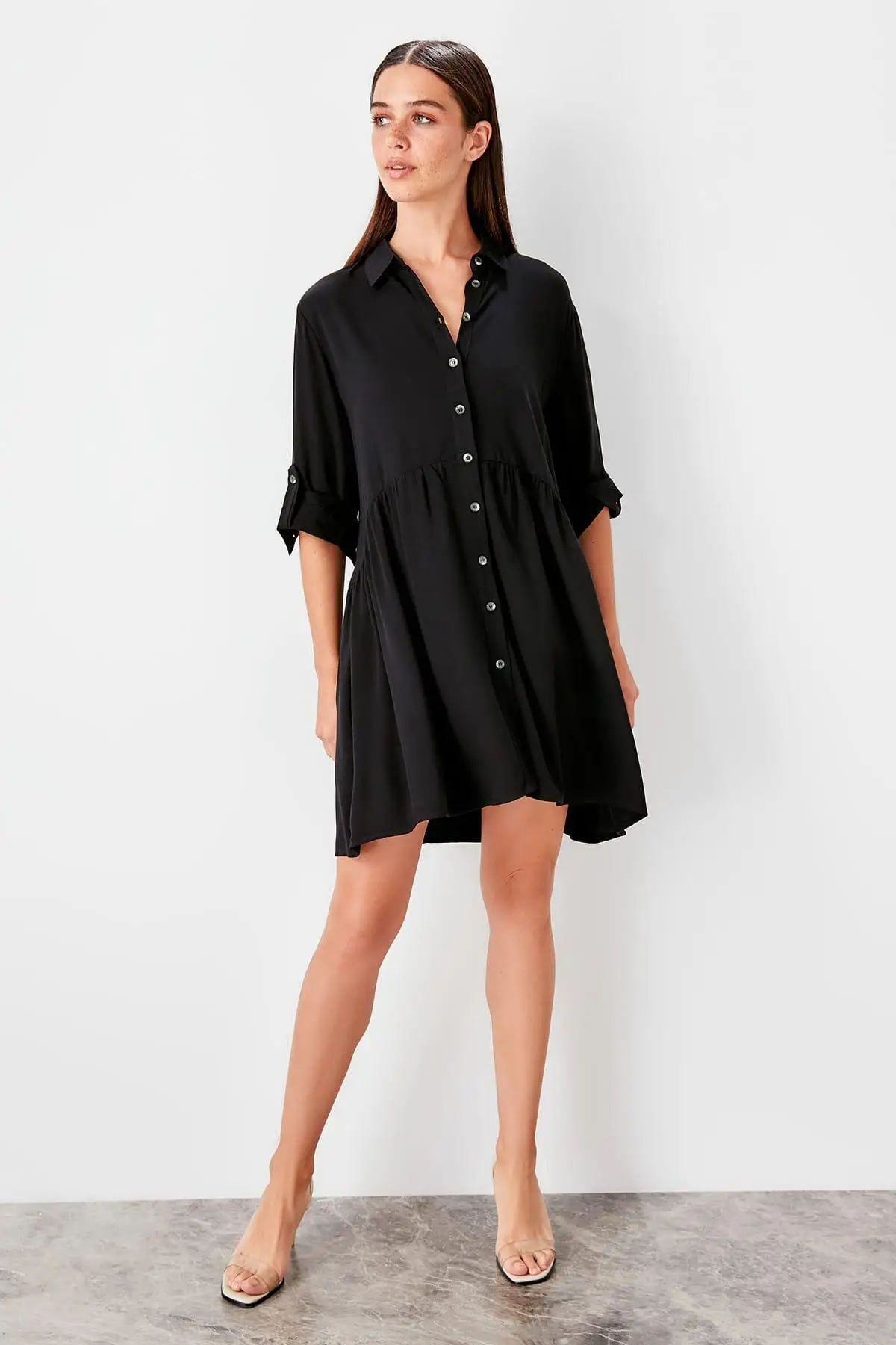 Trendyol черное платье с рисунком TWOSS19ST0085|Женские платья| |