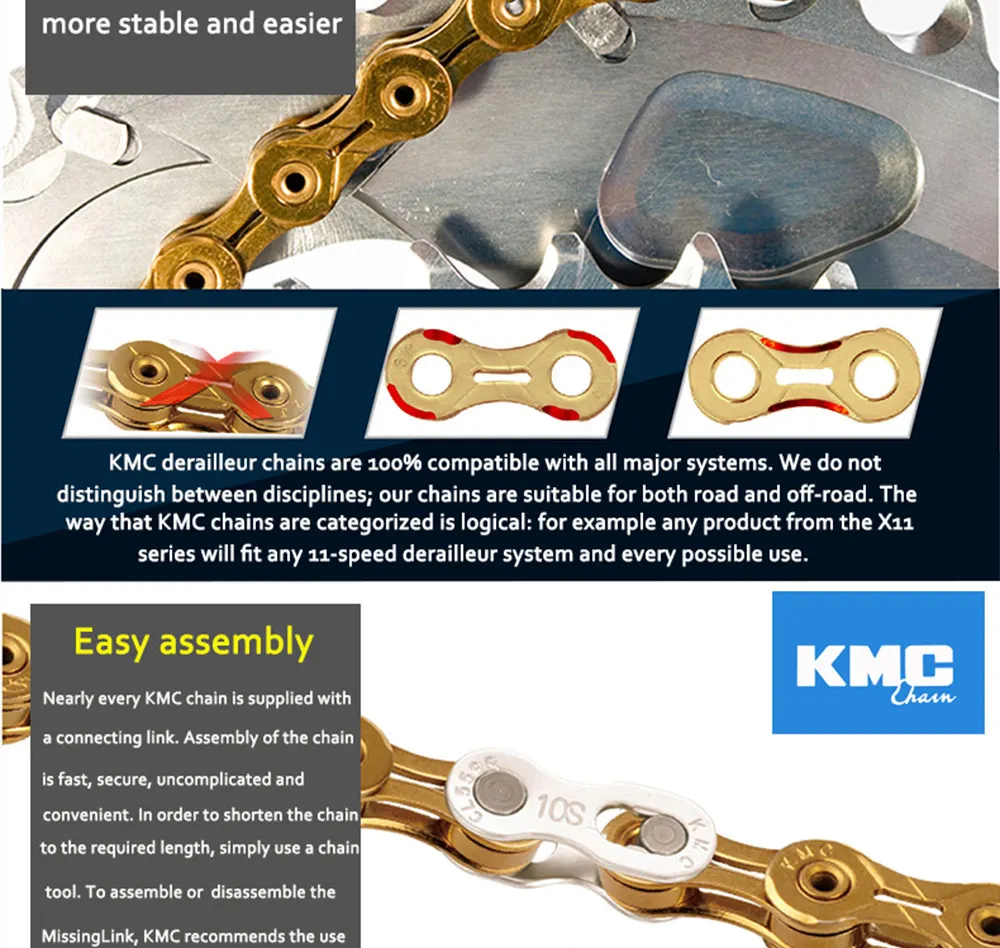 KMC X8 X9 X9sl X10 X10sl X11SL Z99 велосипедная цепь 9S 10S 11S золото для MTB/шоссейного велосипеда fo Shimano/SRAM 8 9 10 11 скорость 116л/цепной велосипед